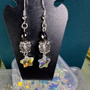 Artisan Elegant 925 Silver plated  and Crystal Star Earrings #3